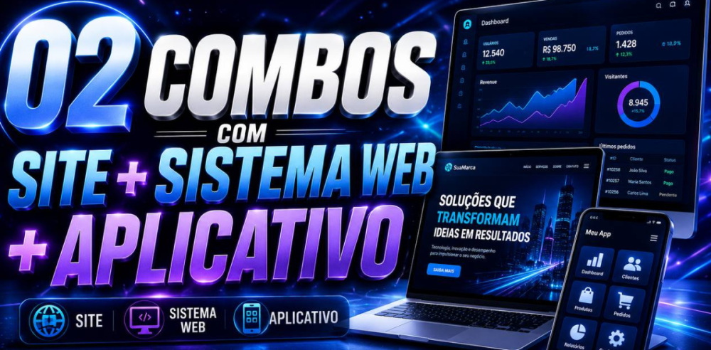 Combos com Site + Sistema Web + App - Hugo Vasconcelos