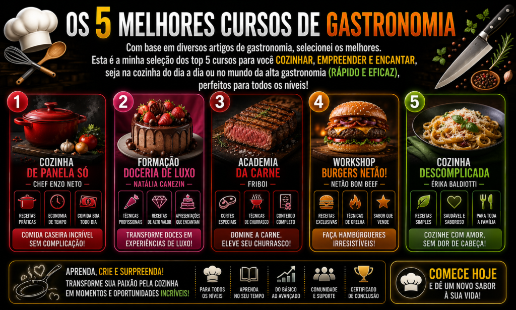 Os 5 melhores cursos de Gastronomia